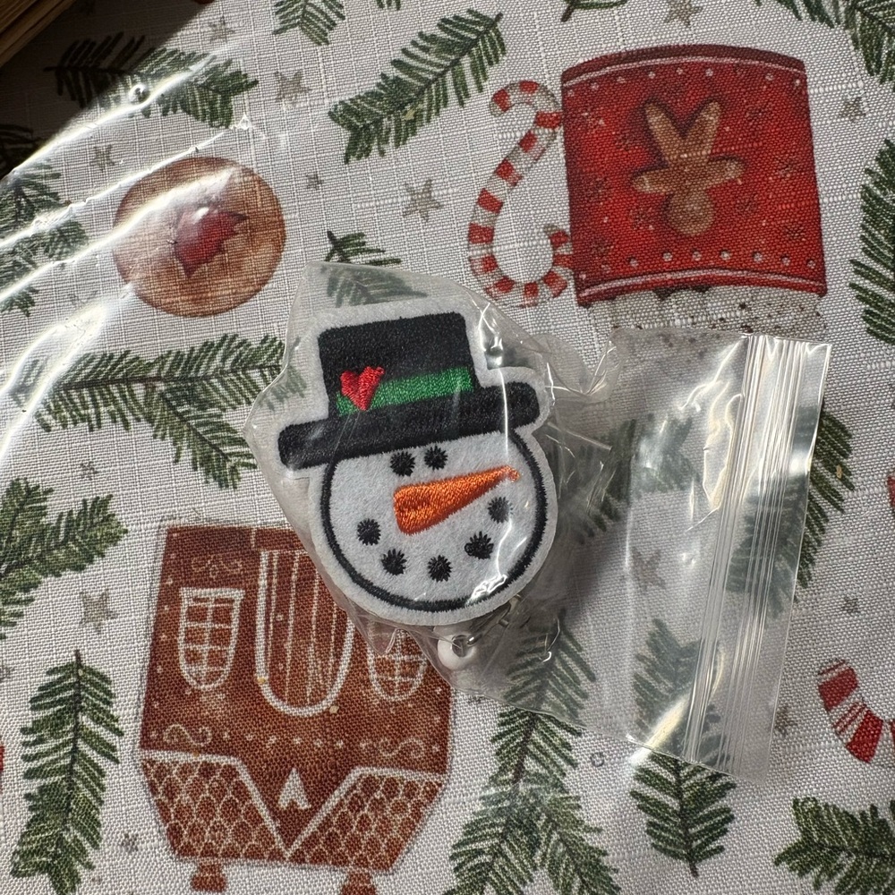 Snowman Christmas ID badge holder tag